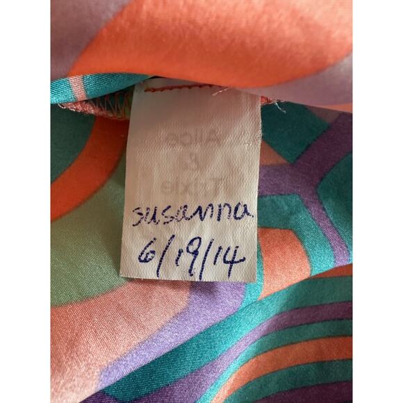 Alice & Trixie 100% Pastel Silk Open Front Kimono Sample Paisley Geo Top Size S - Picture 15 of 15